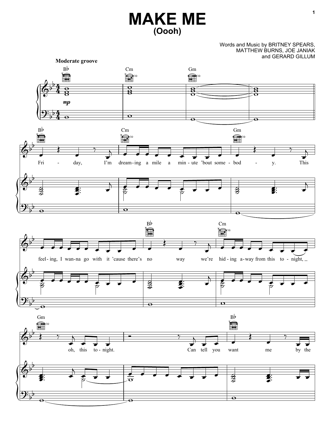 Britney Spears feat. G-Eazy Make Me (Oooh) Sheet Music