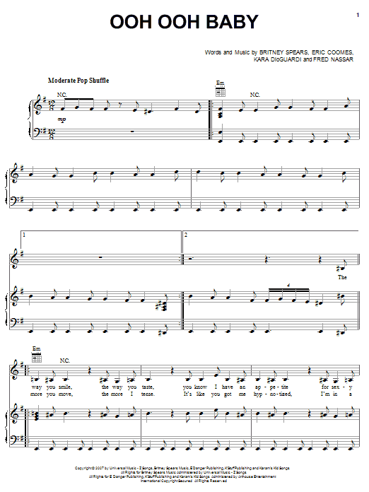 Britney Spears Ooh Ooh Baby Sheet Music