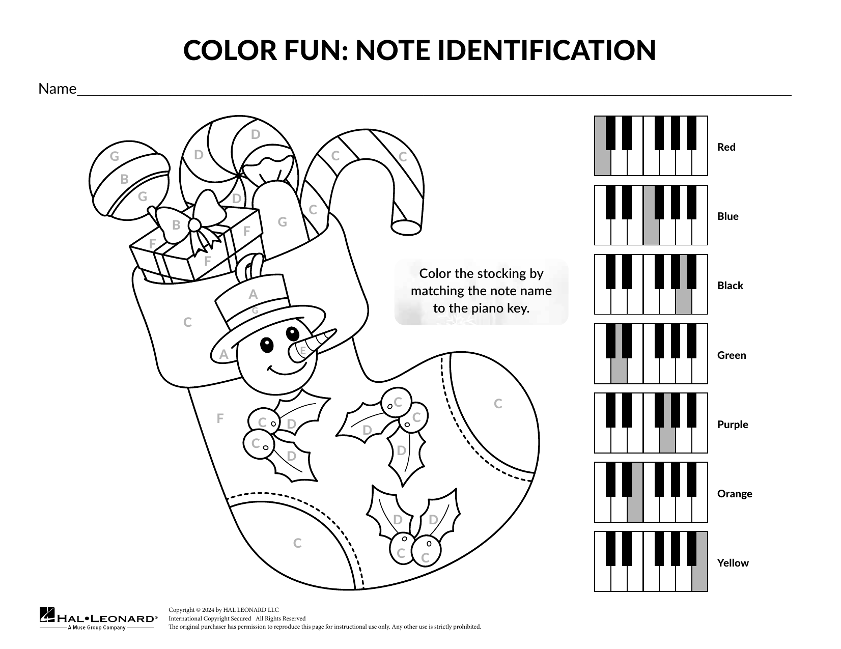 Brittany McCorriston Color by Note: Stocking Sheet Music