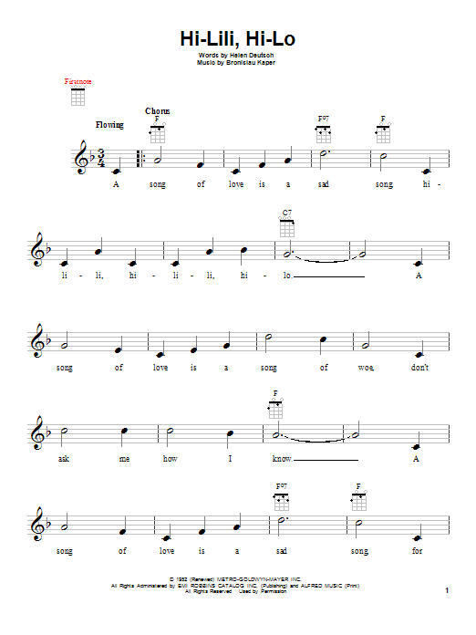 Bronislau Kaper Hi-Lili, Hi-Lo Sheet Music