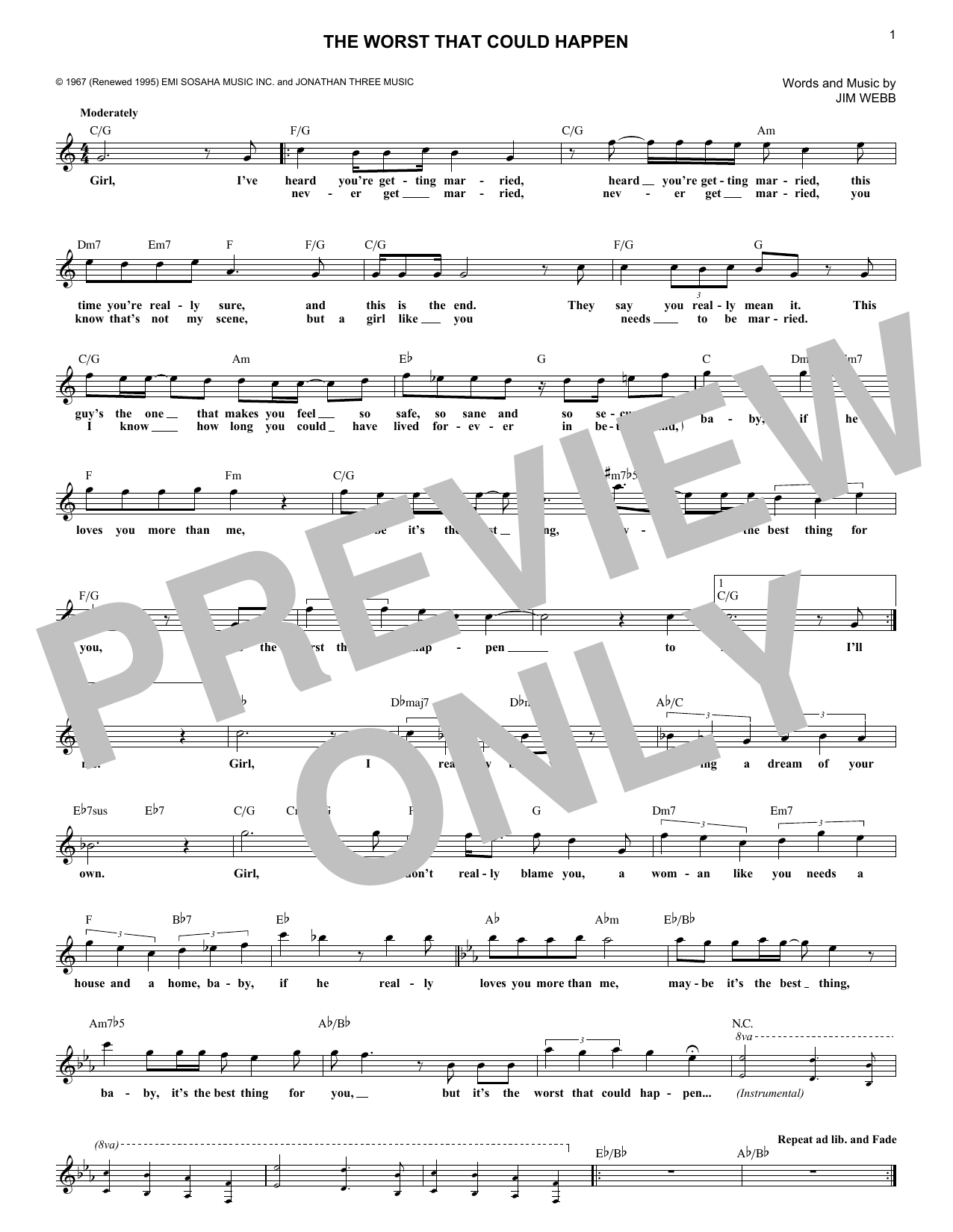 Brooklyn Bridge The Worst That Could Happen Sheet Music