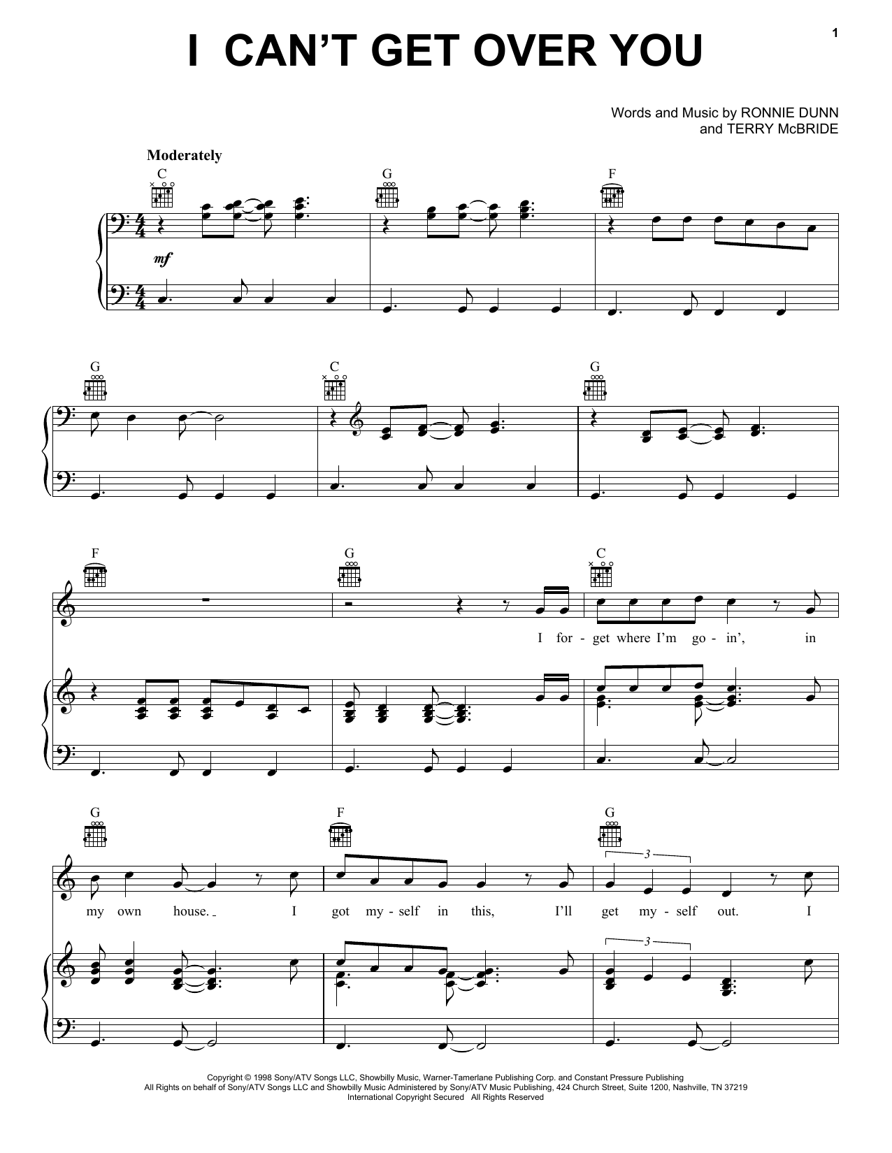 Brooks & Dunn I Can't Get Over You Sheet Music