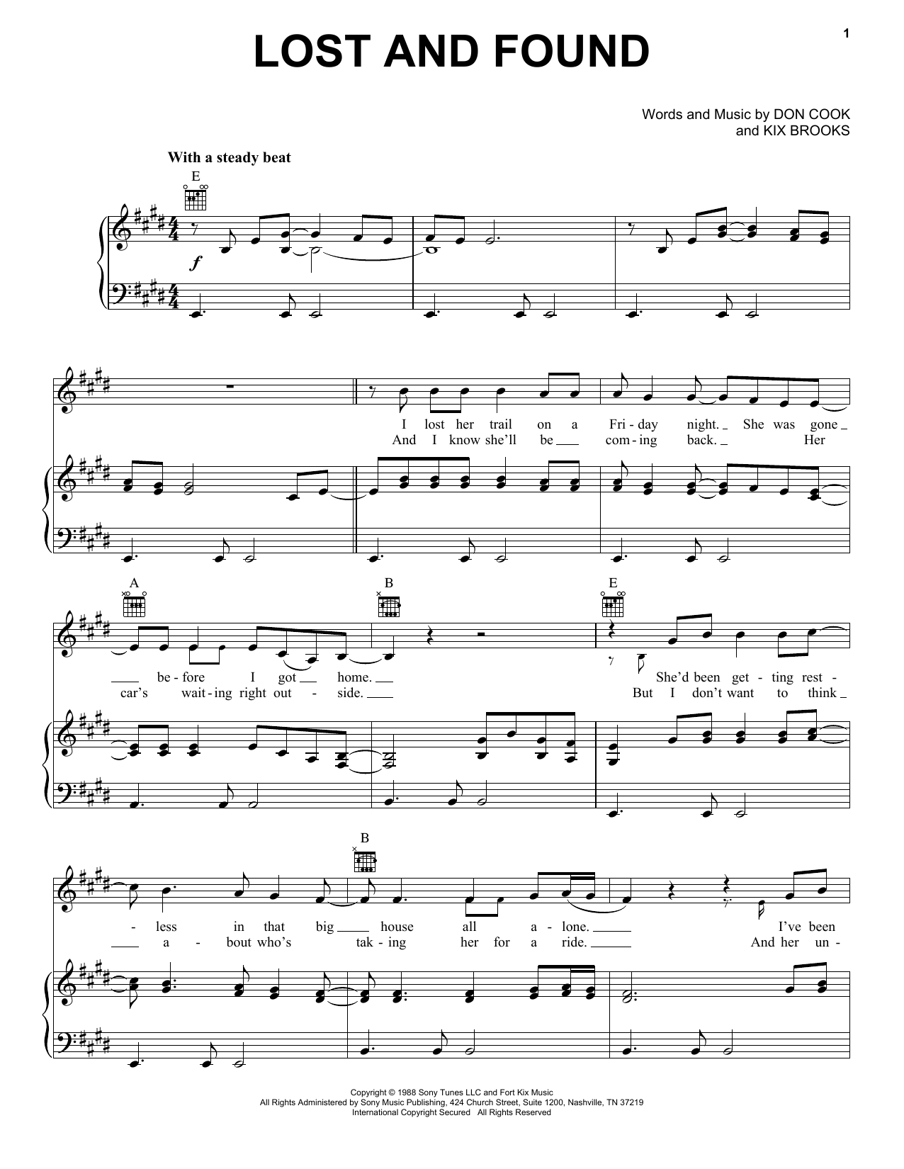 Brooks & Dunn Lost And Found Sheet Music