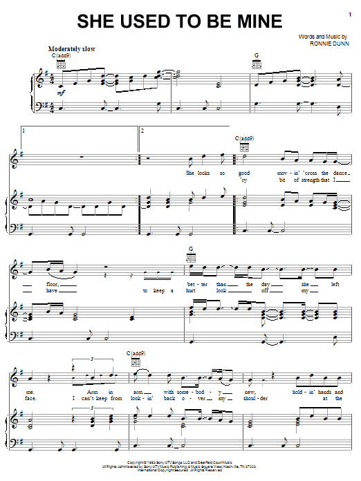 Brooks & Dunn She Used To Be Mine Sheet Music