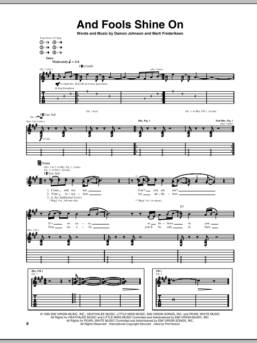 Brother Cane And Fools Shine On Sheet Music