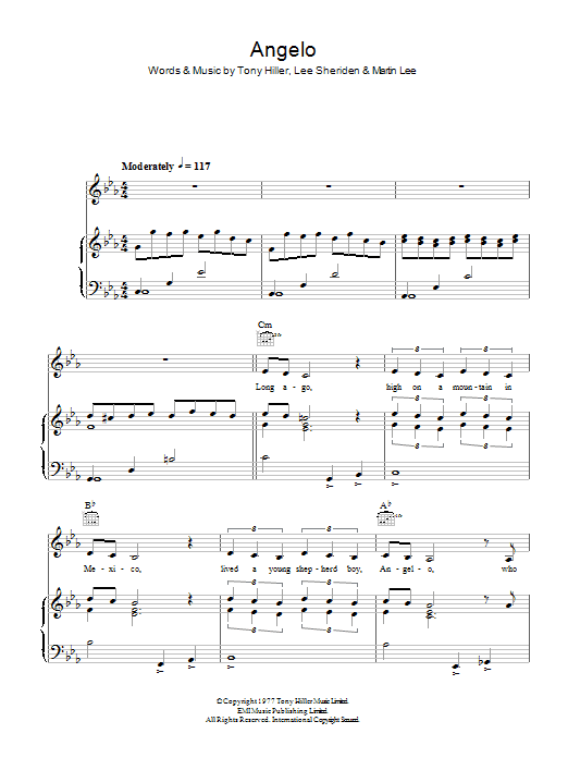Brotherhood Of Man Angelo Sheet Music