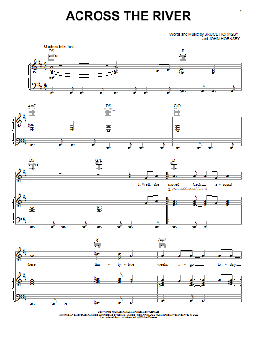 Bruce Hornsby Across The River Sheet Music