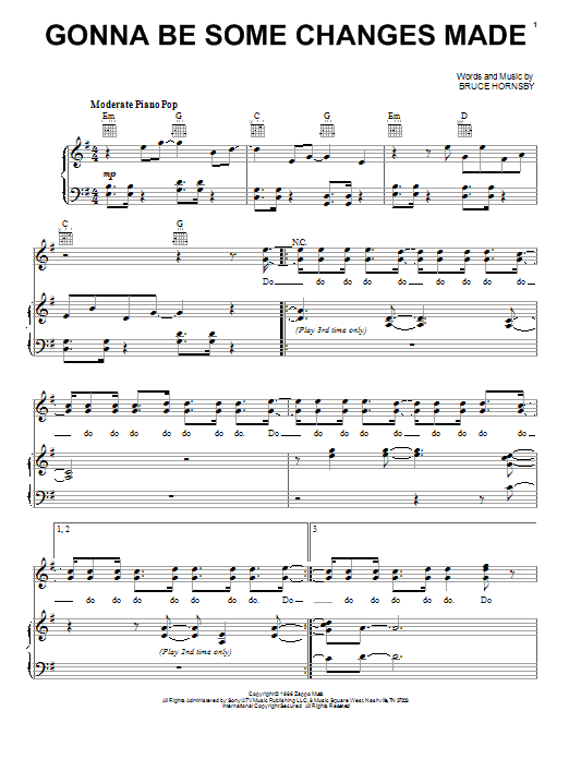 Bruce Hornsby Gonna Be Some Changes Made Sheet Music