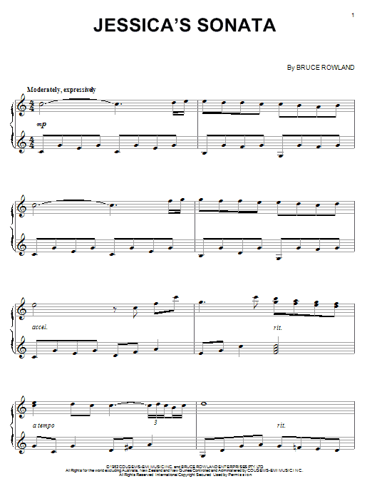 Bruce Rowland Jessica's Sonata Sheet Music