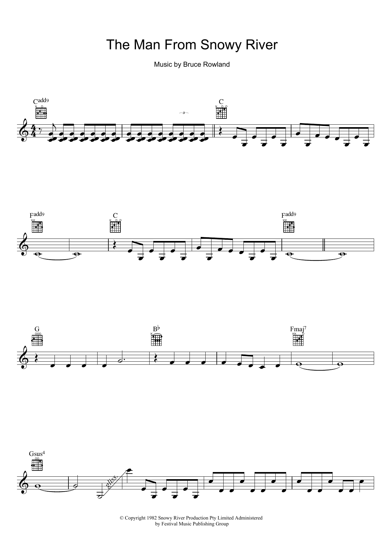 Bruce Rowland The Man From Snowy River (Title Theme) Sheet Music