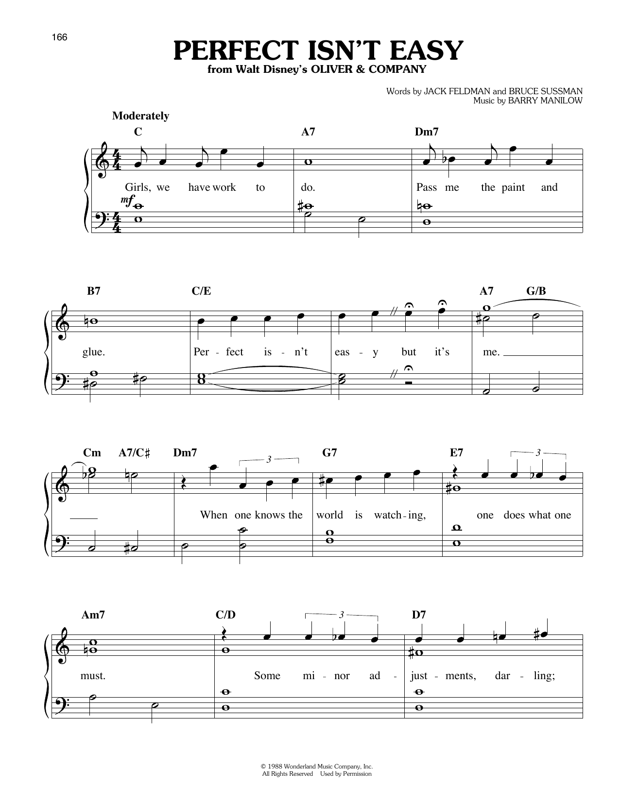 Bruce Sussman Perfect Isn't Easy (from Oliver & Company) Sheet Music