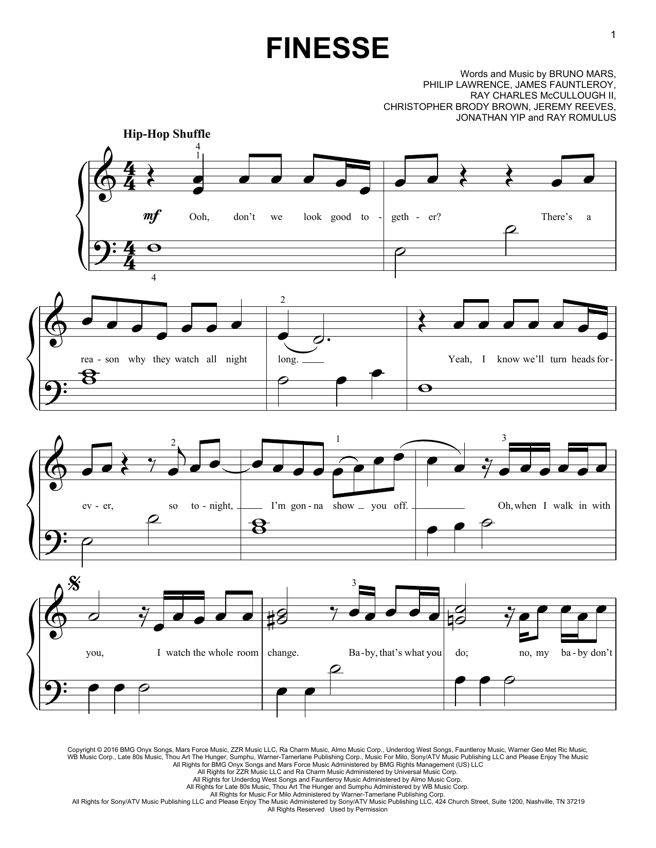 Bruno Mars Finesse (feat. Cardi B) Sheet Music