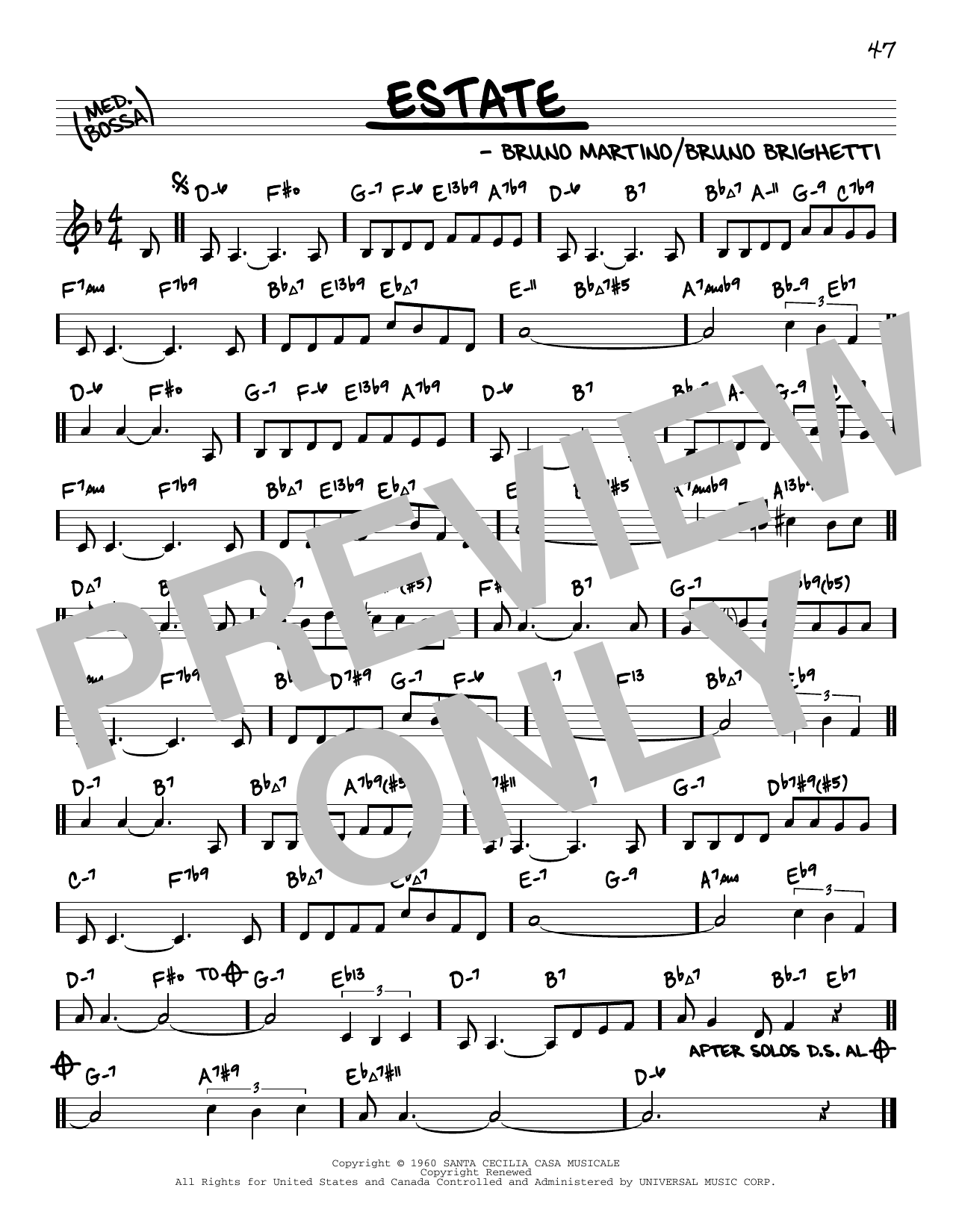 Bruno Martino Estate (arr. David Hazeltine) Sheet Music