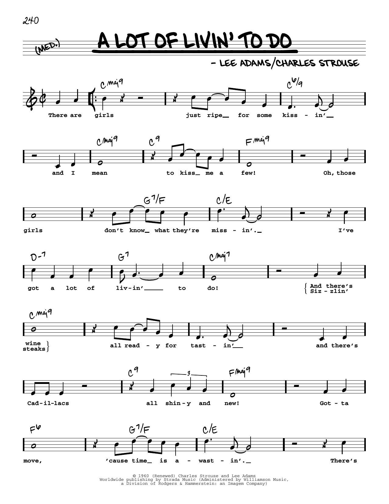 Bryan Adams A Lot Of Livin' To Do (High Voice) Sheet Music