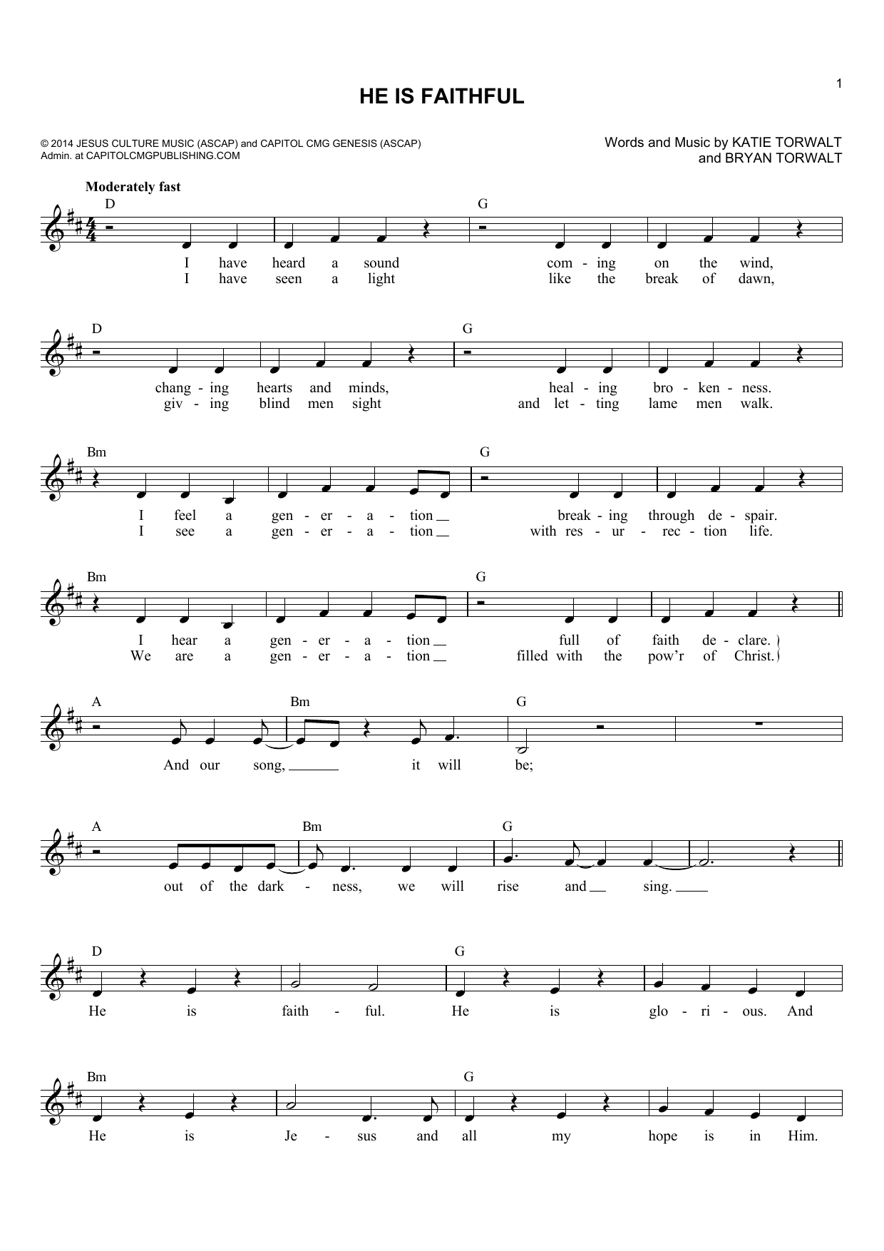 Bryan Torwalt He Is Faithful Sheet Music