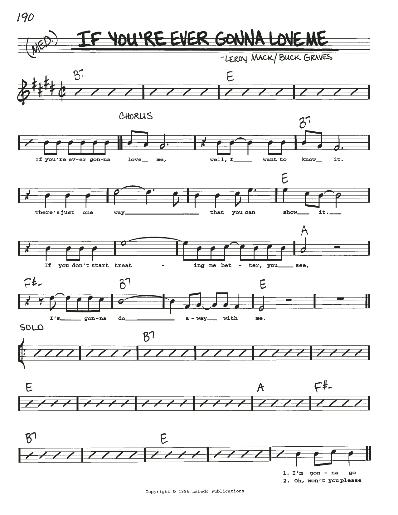 Buck Graves If You're Ever Gonna Love Me Sheet Music