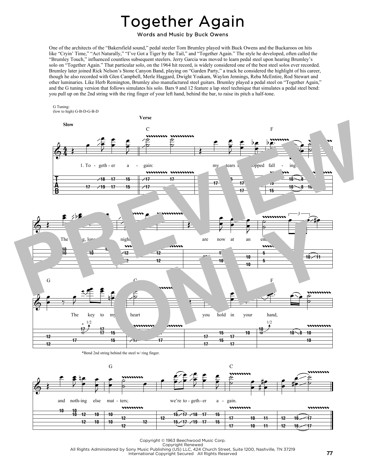 Buck Owens Together Again (arr. Fred Sokolow) Sheet Music