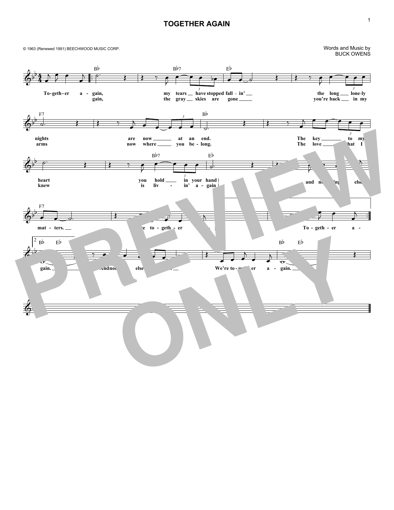 Buck Owens Together Again Sheet Music