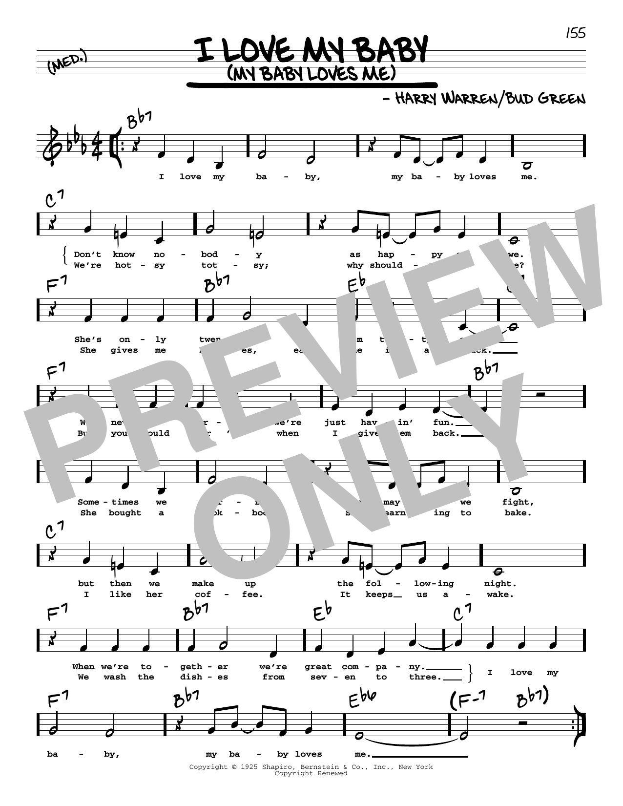 Bud Green I Love My Baby (My Baby Loves Me) (Low Voice) Sheet Music