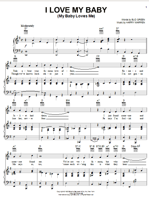 Bud Green I Love My Baby (My Baby Loves Me) Sheet Music