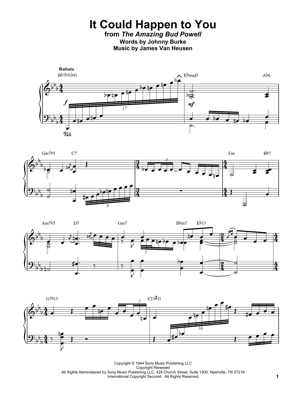 Bud Powell It Could Happen To You Sheet Music