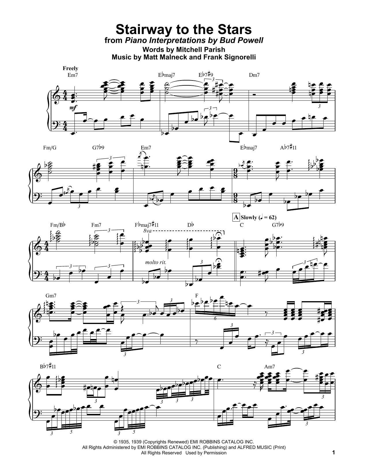 Bud Powell Stairway To The Stars Sheet Music