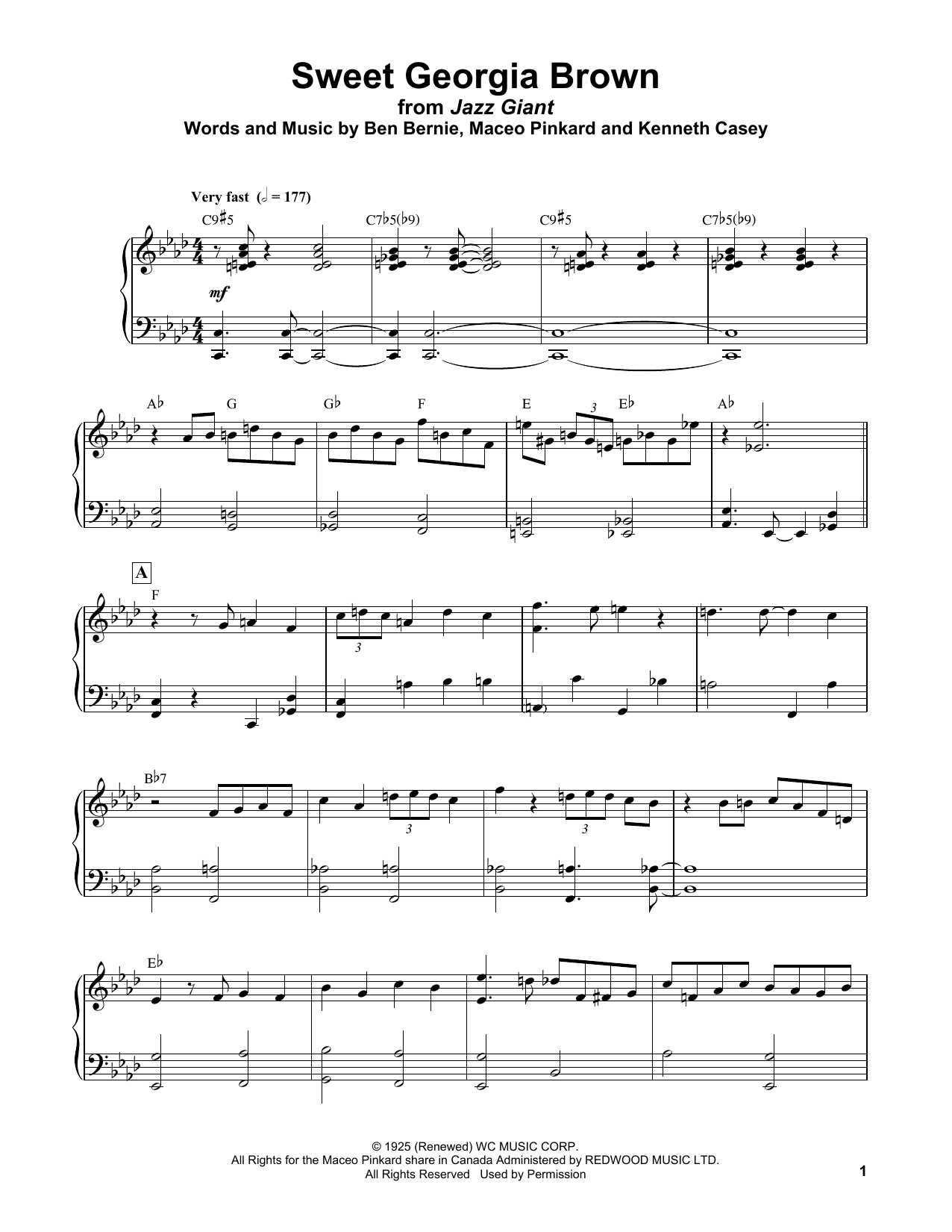 Bud Powell Sweet Georgia Brown Sheet Music