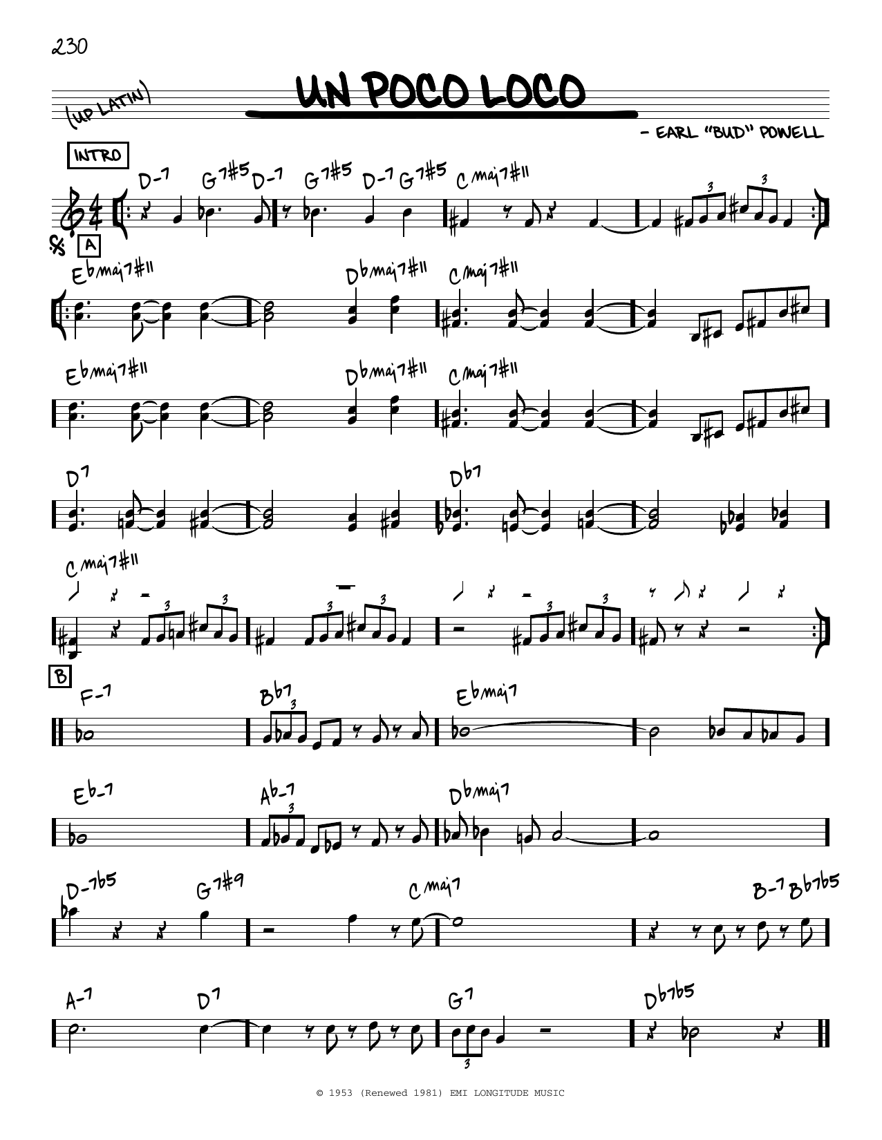 Bud Powell Un Poco Loco Sheet Music