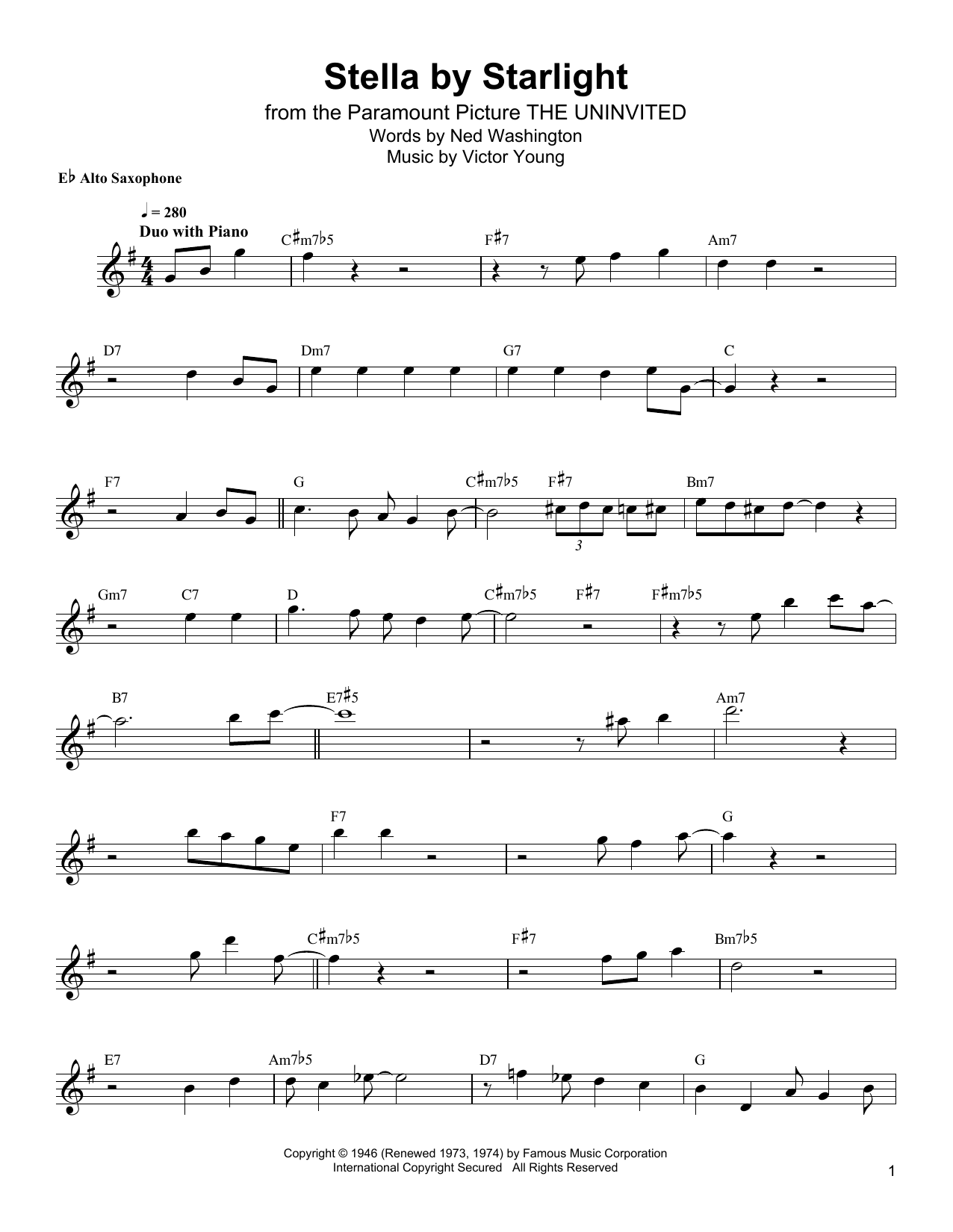 Bud Shank Stella By Starlight Sheet Music