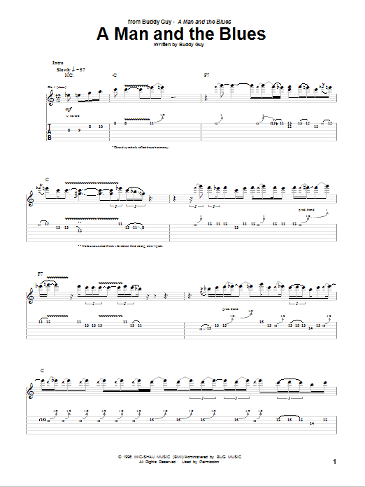 Buddy Guy A Man And The Blues Sheet Music