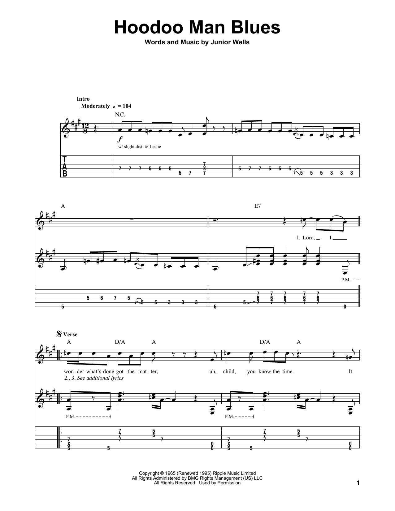 Buddy Guy Hoodoo Man Blues Sheet Music