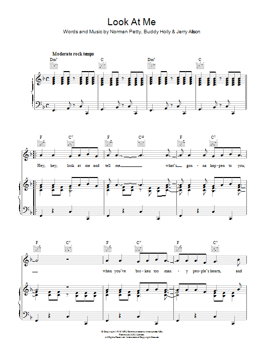 Buddy Holly Look At Me Sheet Music