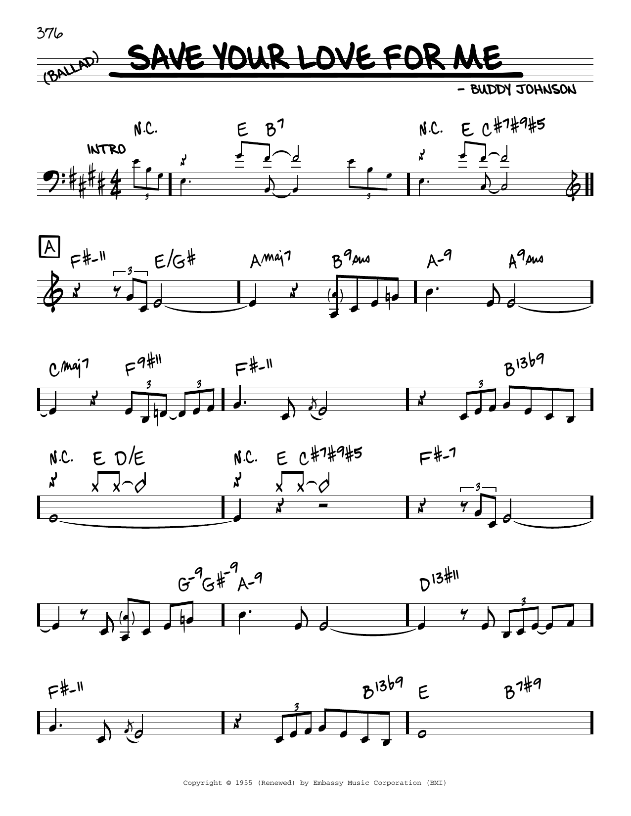 Buddy Johnson Save Your Love For Me Sheet Music
