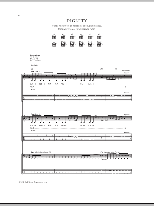 Bullet For My Valentine Dignity Sheet Music