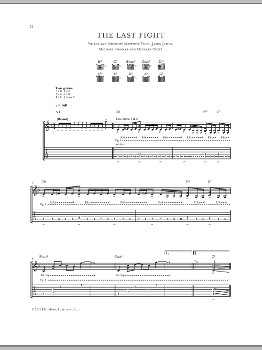 Bullet For My Valentine The Last Fight Sheet Music