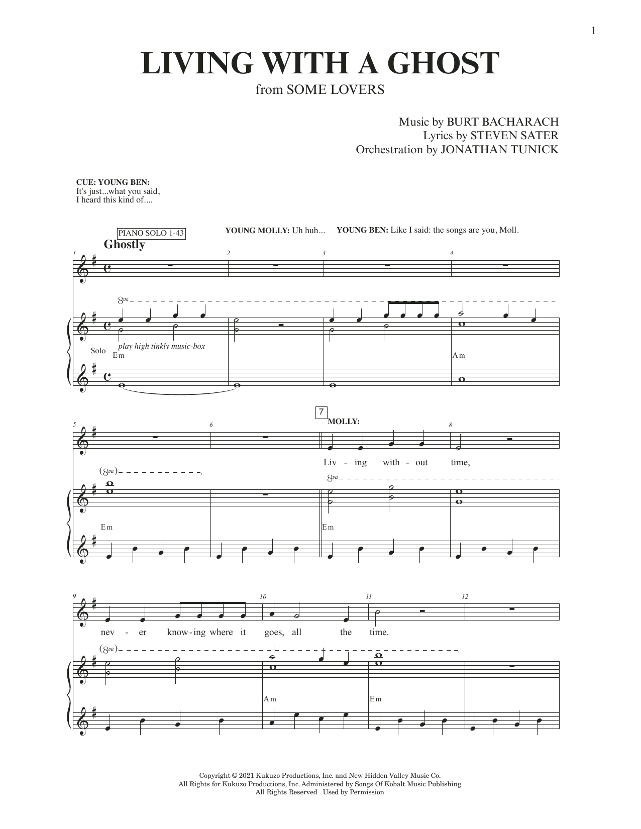Burt Bacharach & Steven Sater Living With A Ghost (from Some Lovers) Sheet Music
