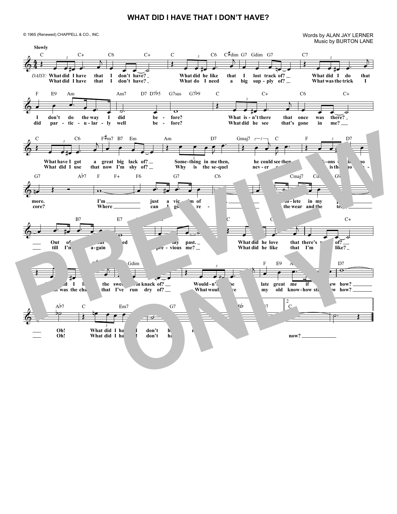 Burton Lane What Did I Have That I Don't Have? (from On A Clear Day You Can See Forever) Sheet Music