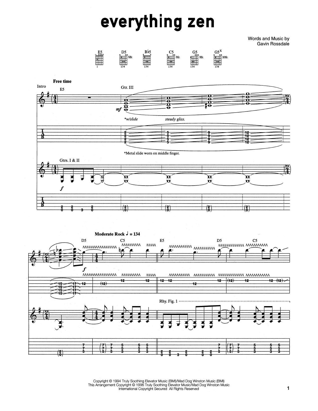 Bush Everything Zen Sheet Music