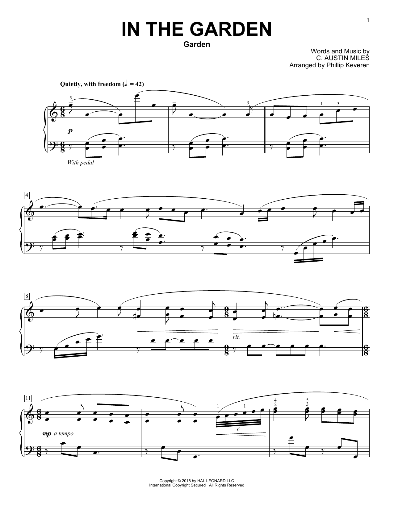 C. Austin Miles In The Garden [Classical version] (arr. Phillip Keveren) Sheet Music