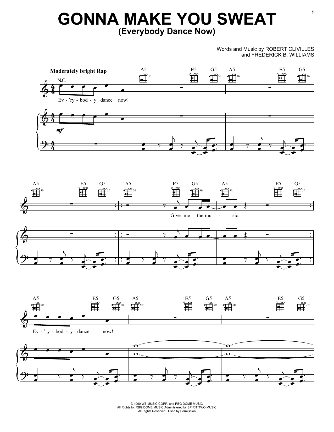 C+C Music Factory Gonna Make You Sweat (Everybody Dance Now) Sheet Music