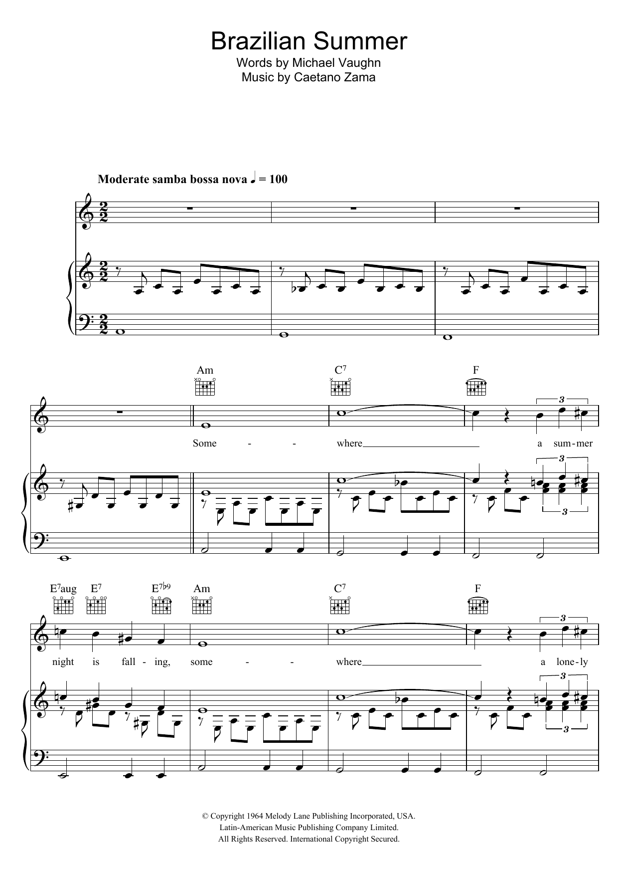 Caetano Zama Brazilian Summer Sheet Music