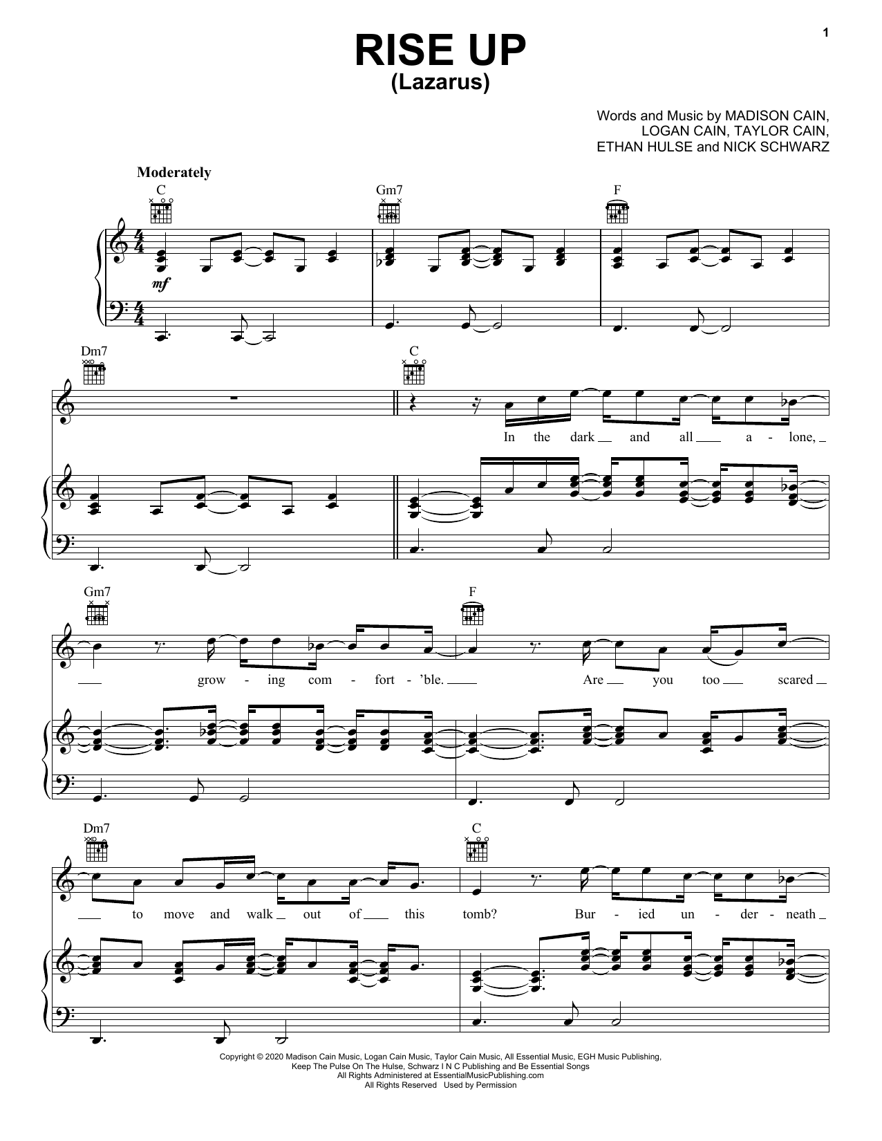 CAIN Rise Up (Lazarus) Sheet Music