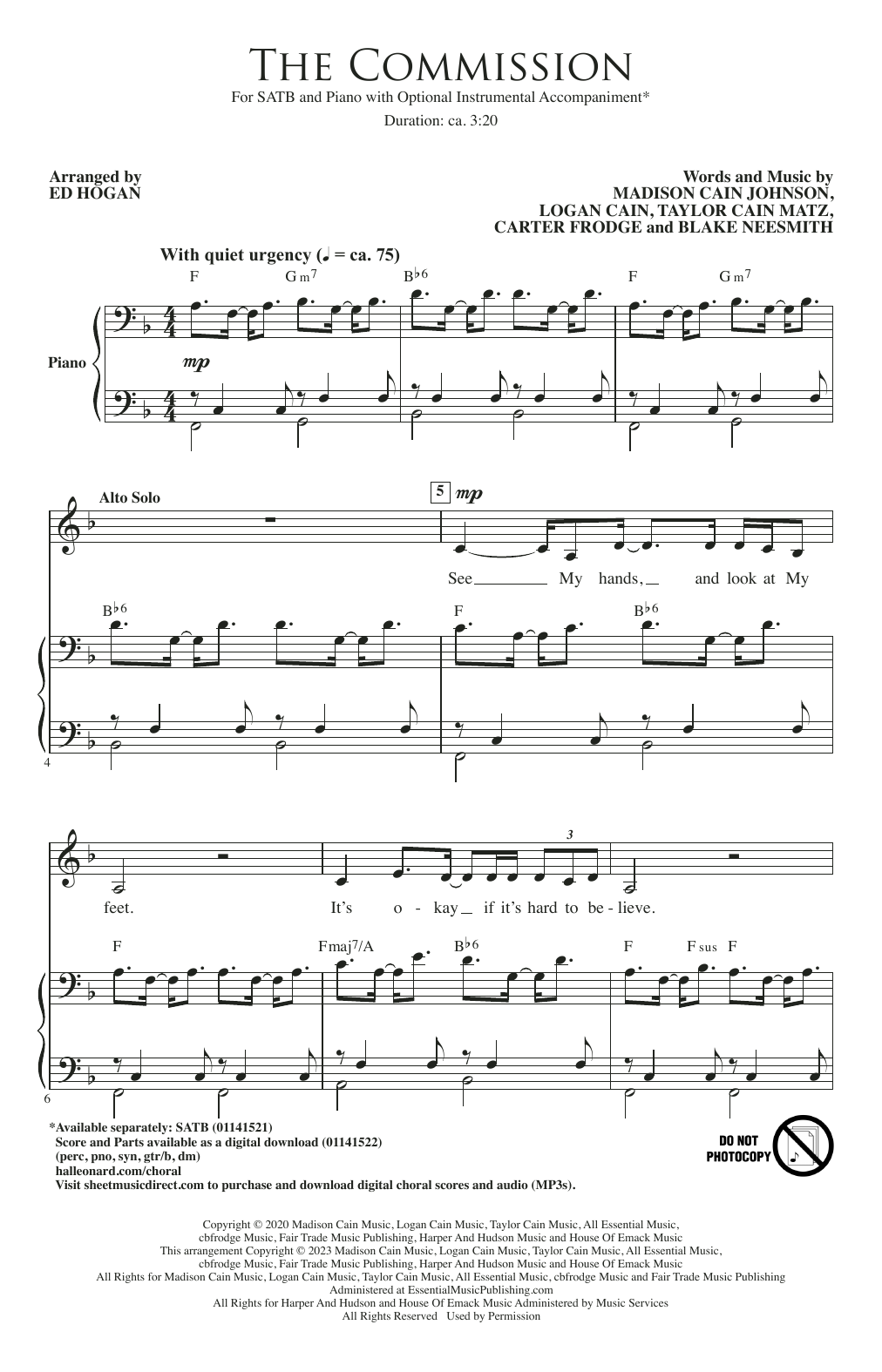 CAIN The Commission (arr. Ed Hogan) Sheet Music
