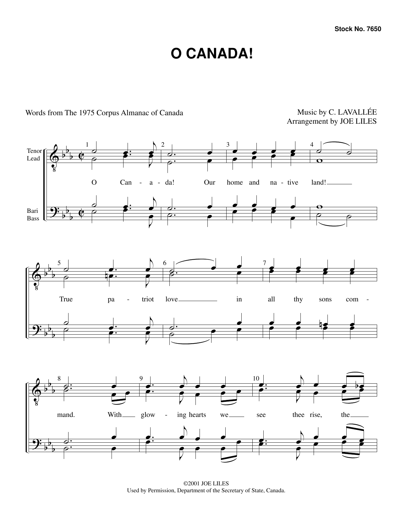 Calixa Lavallee O Canada! (arr. Joe Liles) Sheet Music