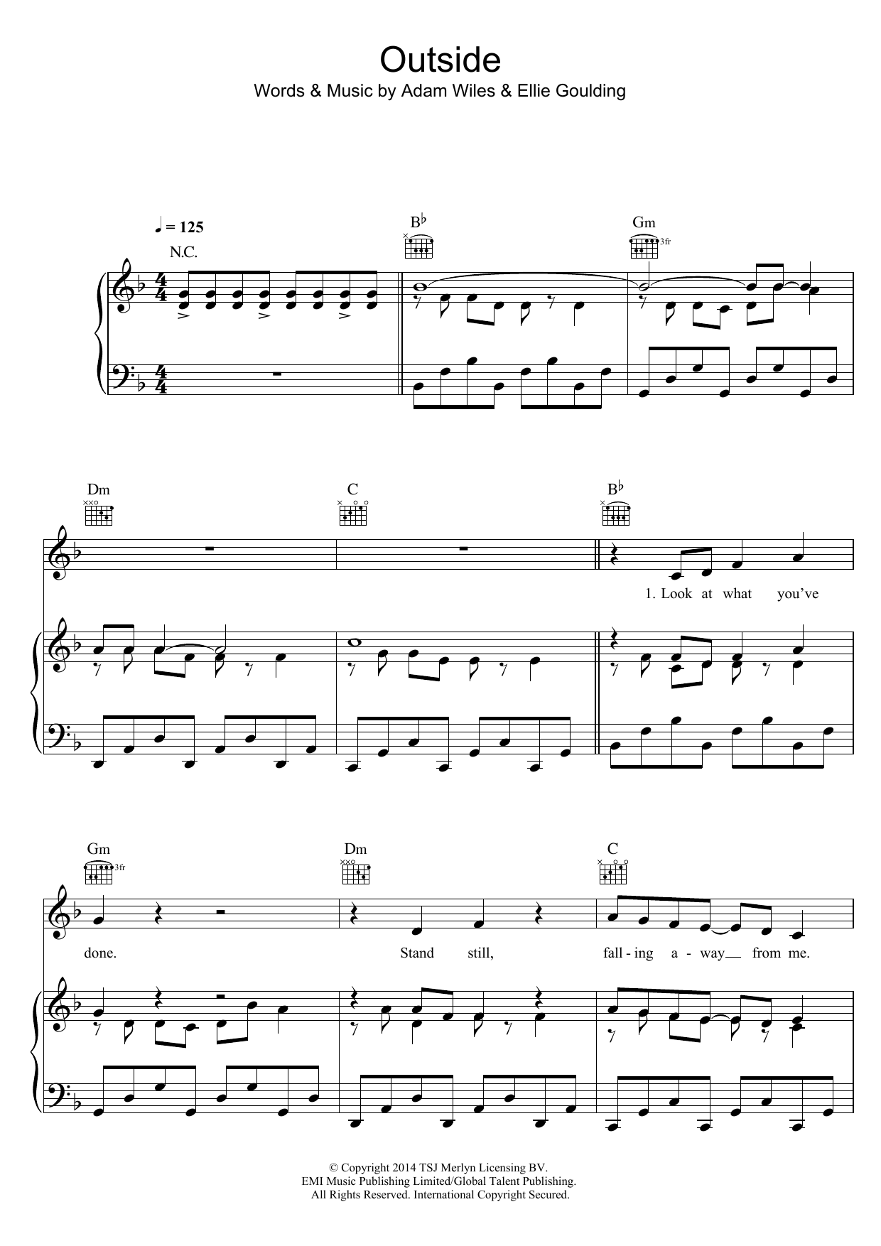 Calvin Harris Outside (feat. Ellie Goulding) Sheet Music