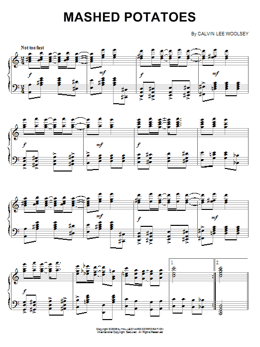 Calvin Lee Woolsey Mashed Potatoes Sheet Music