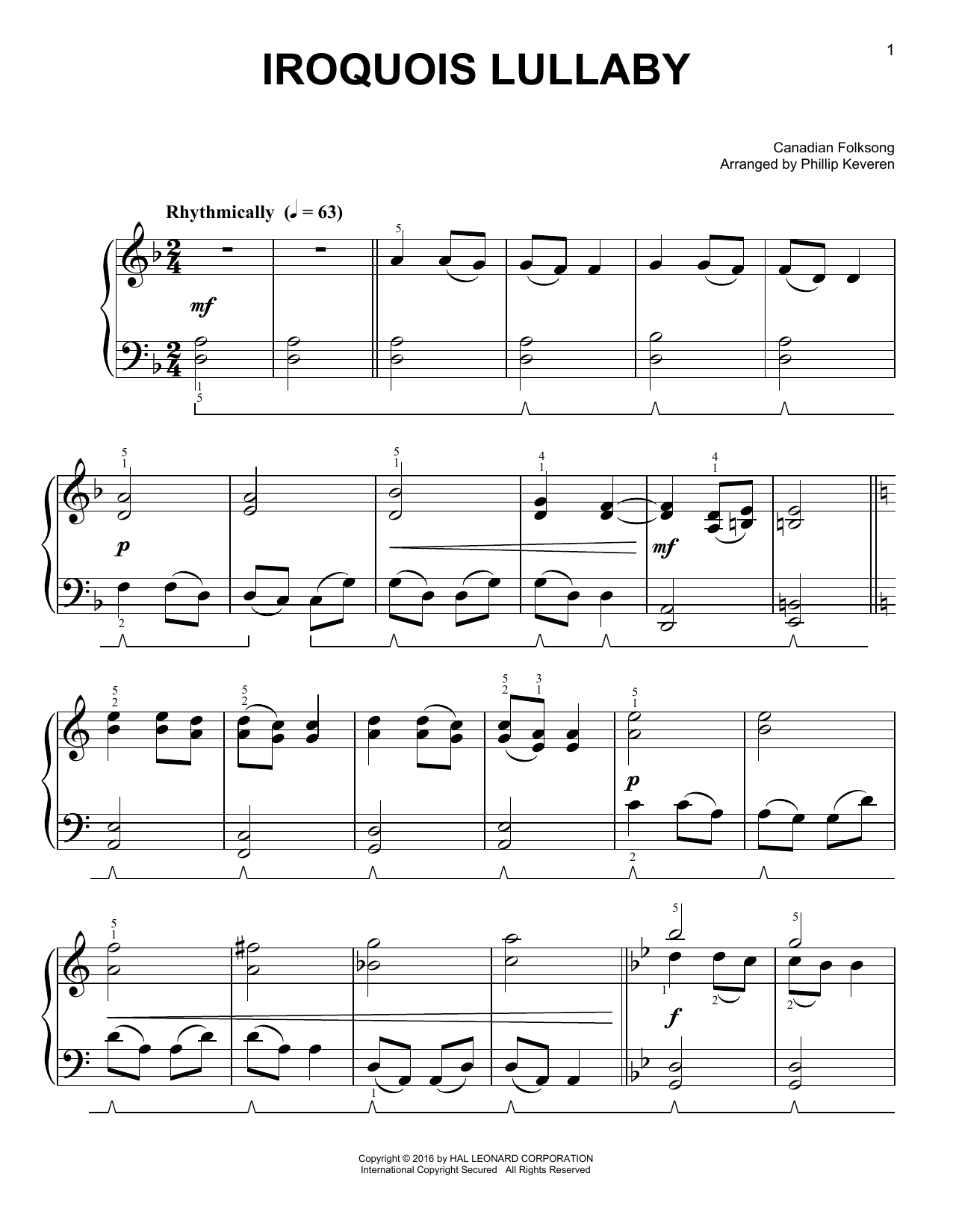 Canadian Folksong Iroquois Lullaby Sheet Music