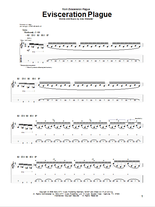Cannibal Corpse Evisceration Plague Sheet Music