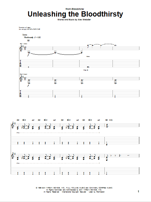 Cannibal Corpse Unleashing The Bloodthirsty Sheet Music