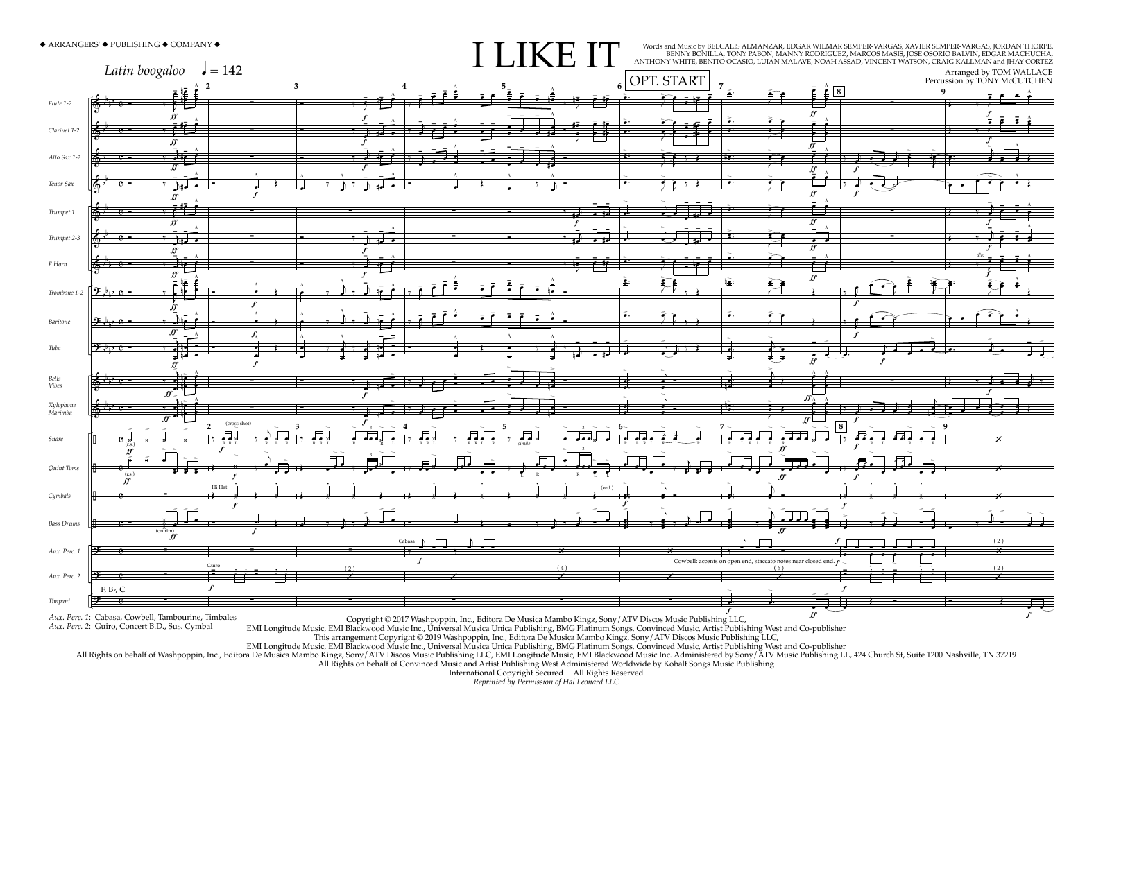 Cardi B, Bad Bunny & J Balvin I Like It (arr. Tom Wallace) - Full Score Sheet Music